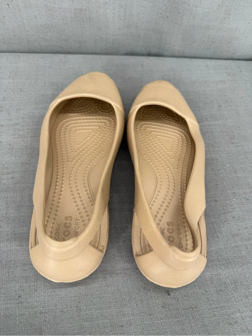 Crocs Sienna Bronze Shiny Casual Ballerina Slip On Flats Shoes Women's Size 5